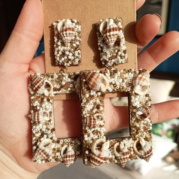 Boho Seashell Statement Earrings - Picture 3 of 15